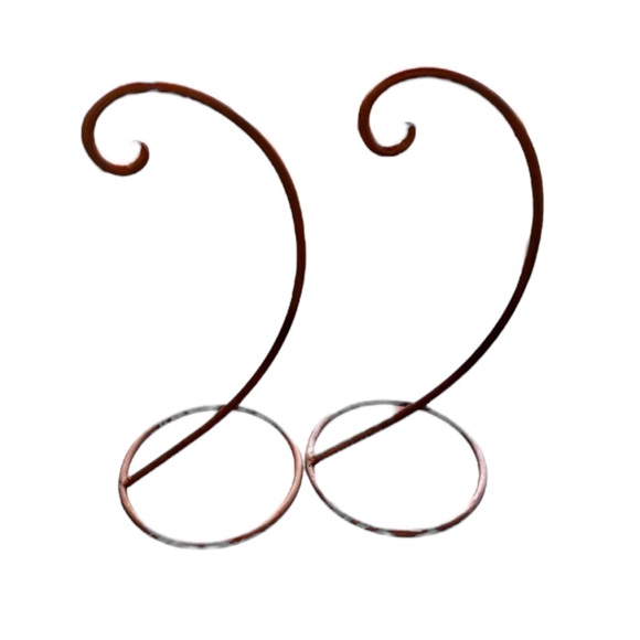 Longaberger Metal Hanger Set X2 Brown Ornament Basket Terrarium 15.5”X 7” Sturdy - Picture 2 of 6